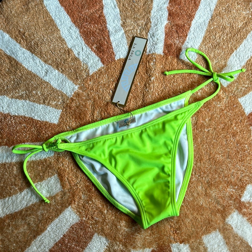 Neon green side tie  bikini bottoms swim
